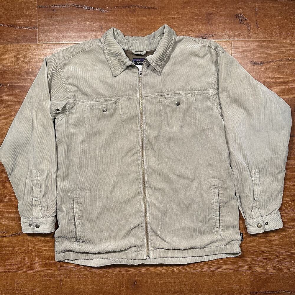 Vintage Patagonia Corduroy Jacket Mens XL Gray Full Zip Knit Trucker Retro VTG